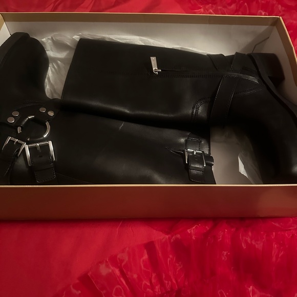 Michael Kors Black Leather Moto Boots - Picture 1 of 6